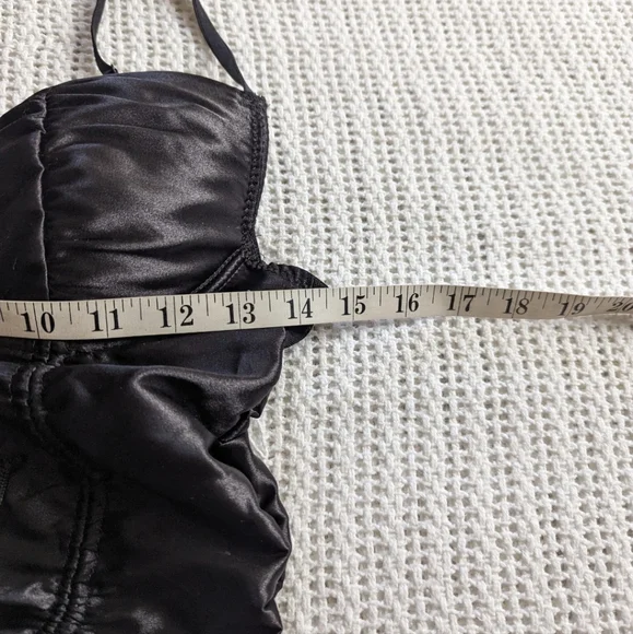 NWT NEW Body Rage Black Satin Lingerie Cropped Corset Bustier Women's Medium - Picture 7 of 8